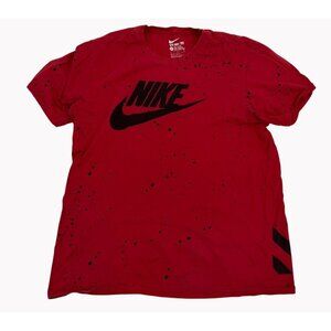 Nike Mens Large Red Black Athletic Cut Splatter Speckle T Shirt 40 inch chest